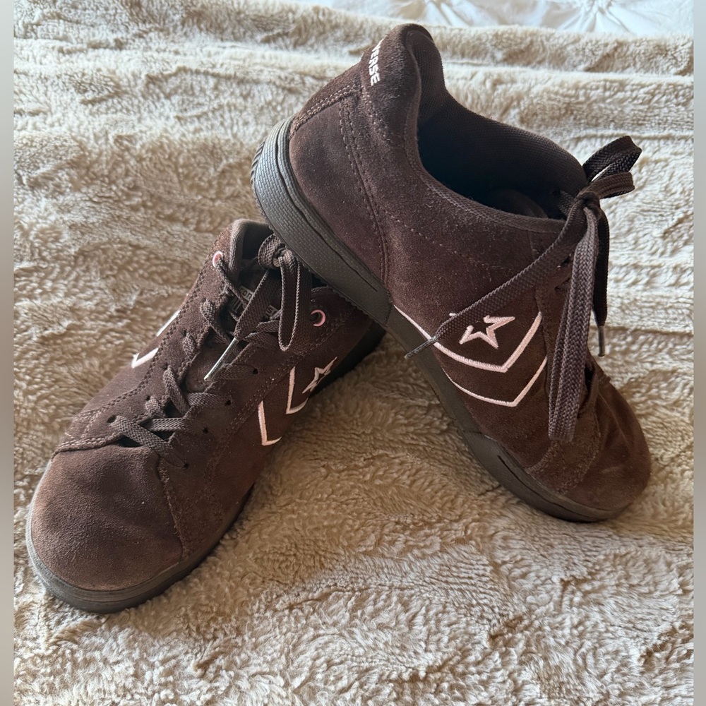 Converse All Star Brown Suede Sneakers Pink Accent Women’s 7.5